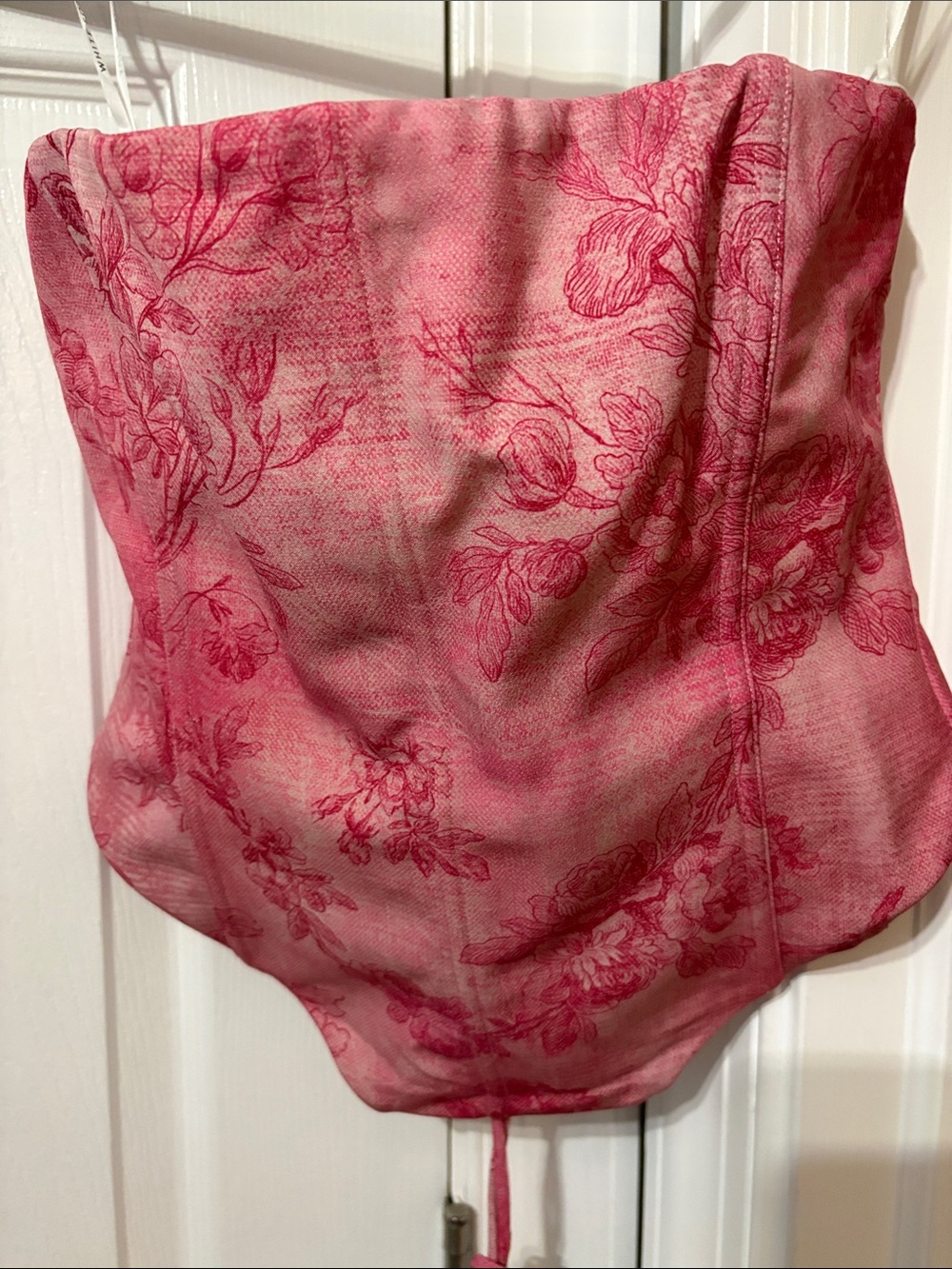 White Fox Boutique Pink Floral Strapless Bustier Camisole